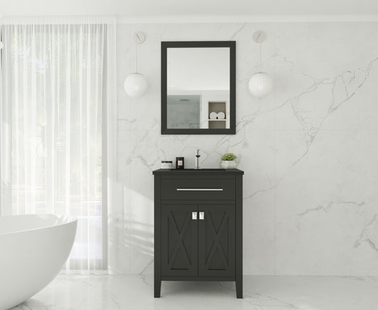 Laviva - Wimbledon 24" Espresso Bathroom Vanity with Matte Black VIVA Stone Solid Surface Countertop | 313YG319-24E-MB