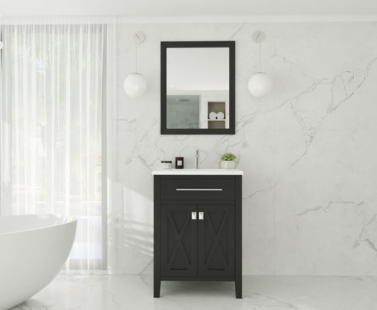 Laviva - Wimbledon 24" Espresso Bathroom Vanity with Matte White VIVA Stone Solid Surface Countertop | 313YG319-24E-MW