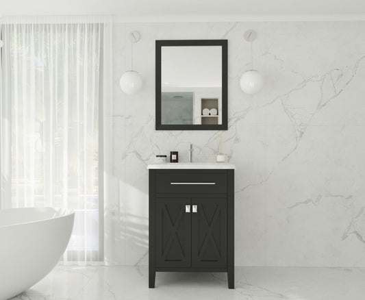 Laviva - Wimbledon 24" Espresso Bathroom Vanity with White Carrara Marble Countertop | 313YG319-24E-WC