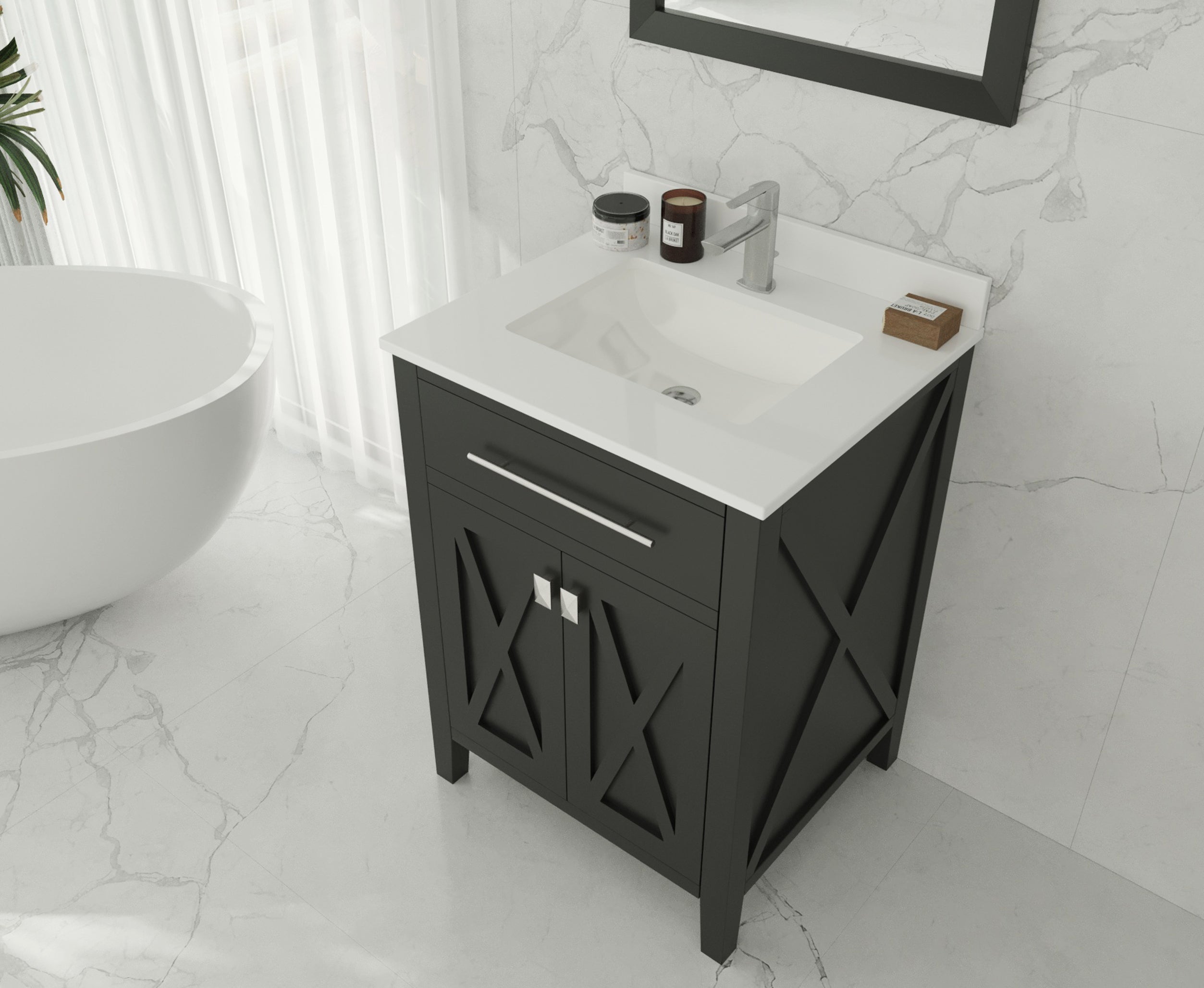 Laviva - Wimbledon 24" Espresso Bathroom Vanity with White Quartz Countertop | 313YG319-24E-WQ