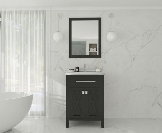 Laviva - Wimbledon 24" Espresso Bathroom Vanity with White Stripes Marble Countertop | 313YG319-24E-WS