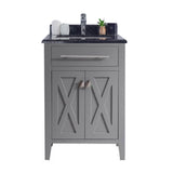 Laviva - Wimbledon 24" Grey Bathroom Vanity with Black Wood Marble Countertop | 313YG319-24G-BW