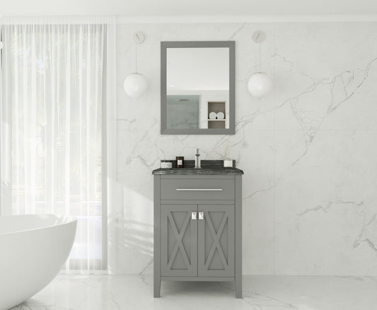 Laviva - Wimbledon 24" Grey Bathroom Vanity with Black Wood Marble Countertop | 313YG319-24G-BW