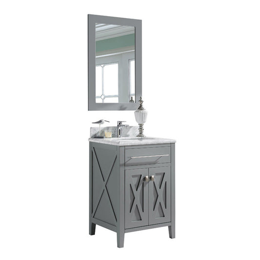 Laviva - Wimbledon 24" Grey Bathroom Vanity with White Carrara Marble Countertop | 313YG319-24G-WC