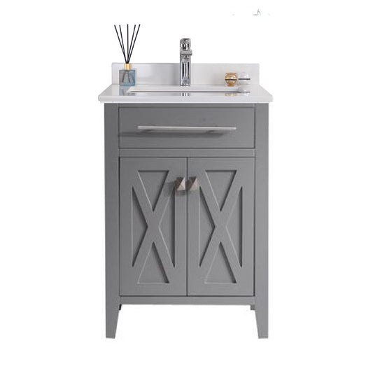 Laviva - Wimbledon 24" Grey Bathroom Vanity with White Quartz Countertop | 313YG319-24G-WQ