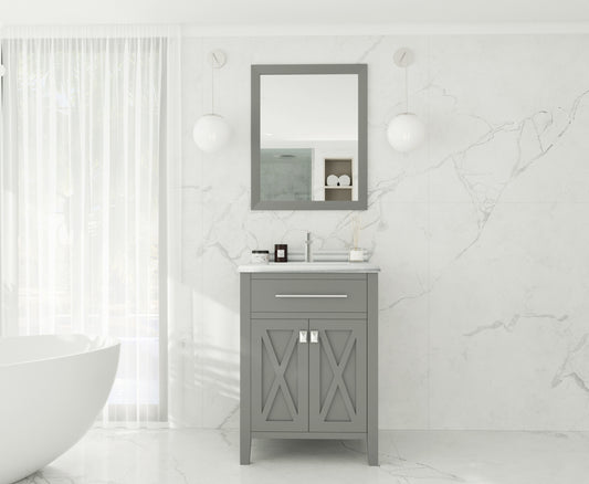 Laviva - Wimbledon 24" Grey Bathroom Vanity with White Stripes Marble Countertop | 313YG319-24G-WS