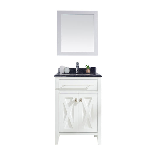 Laviva - Wimbledon 24" White Bathroom Vanity with Black Wood Marble Countertop | 313YG319-24W-BW