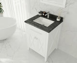 Laviva - Wimbledon 24" White Bathroom Vanity with Black Wood Marble Countertop | 313YG319-24W-BW