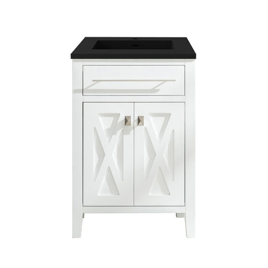 Laviva - Wimbledon 24" White Bathroom Vanity with Matte Black VIVA Stone Solid Surface Countertop | 313YG319-24W-MB