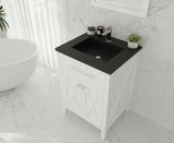 Laviva - Wimbledon 24" White Bathroom Vanity with Matte Black VIVA Stone Solid Surface Countertop | 313YG319-24W-MB