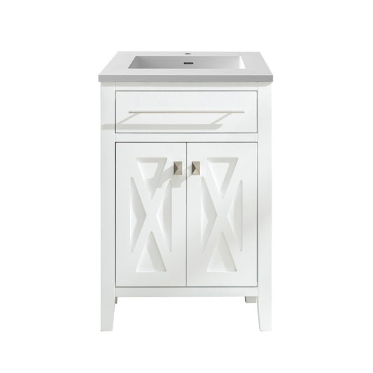 Laviva - Wimbledon 24" White Bathroom Vanity with Matte White VIVA Stone Solid Surface Countertop | 313YG319-24W-MW