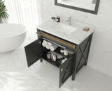 Laviva - Wimbledon 36" Espresso Bathroom Vanity with Matte Black VIVA Stone Solid Surface Countertop | 313YG319-36E-MB