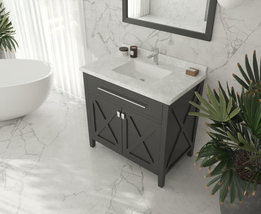 Laviva - Wimbledon 36" Espresso Bathroom Vanity with White Carrara Marble Countertop | 313YG319-36E-WC