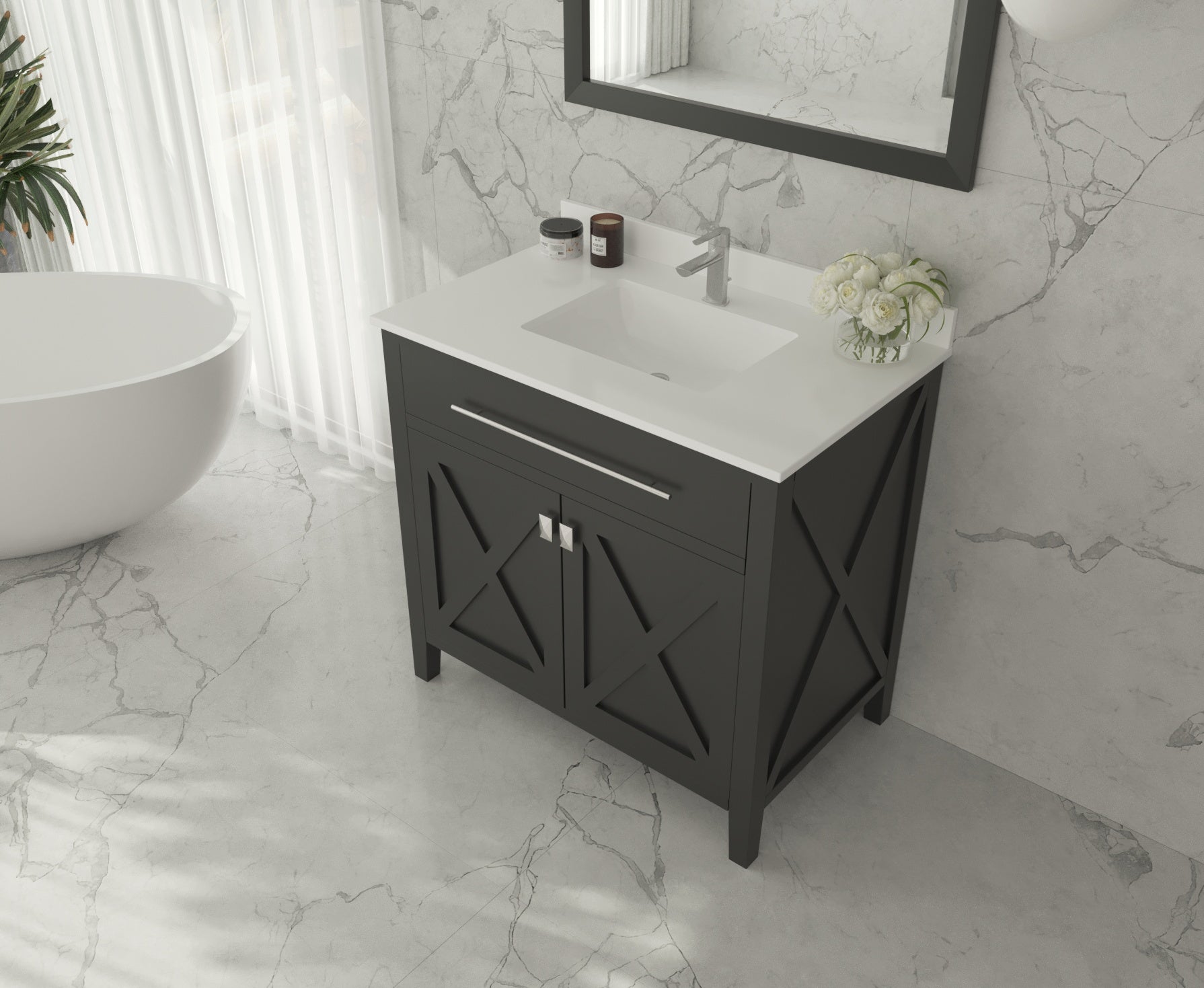 Laviva - Wimbledon 36" Espresso Bathroom Vanity with White Quartz Countertop | 313YG319-36E-WQ