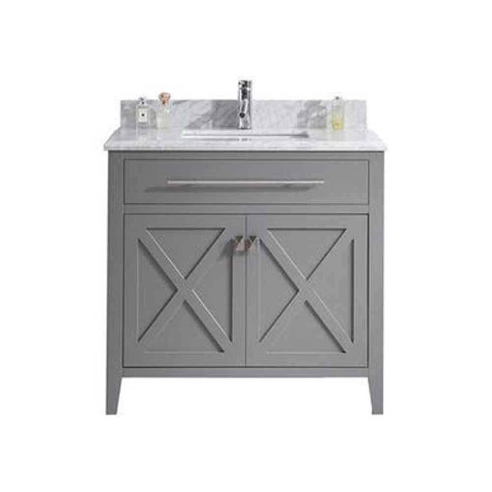 Laviva - Wimbledon 36" Grey Bathroom Vanity with White Carrara Marble Countertop | 313YG319-36G-WC