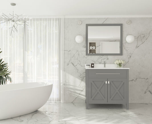 Laviva - Wimbledon 36" Grey Bathroom Vanity with White Quartz Countertop | 313YG319-36G-WQ