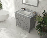 Laviva - Wimbledon 36" Grey Bathroom Vanity with White Stripes Marble Countertop | 313YG319-36G-WS