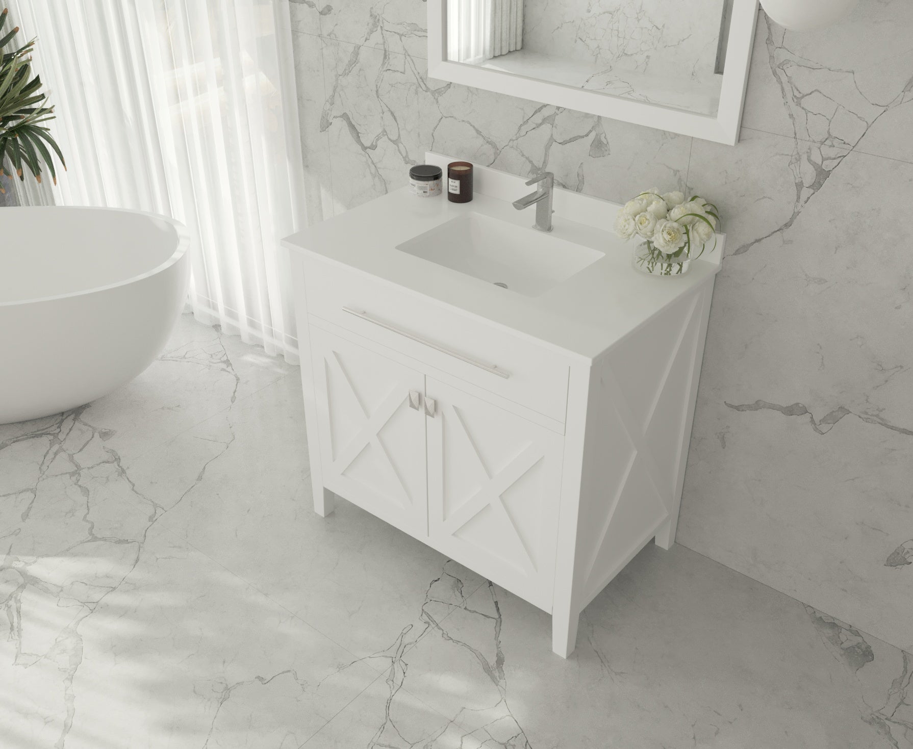 Laviva - Wimbledon 36" White Bathroom Vanity with White Quartz Countertop | 313YG319-36W-WQ