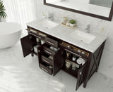 Laviva - Wimbledon 60" Brown Double Sink Bathroom Vanity with Black Wood Marble Countertop | 313YG319-60B-BW