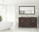 Laviva - Wimbledon 60" Brown Double Sink Bathroom Vanity with Matte Black VIVA Stone Solid Surface Countertop | 313YG319-60B-MB