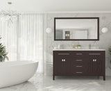 Laviva - Wimbledon 60" Brown Double Sink Bathroom Vanity with White Carrara Marble Countertop | 313YG319-60B-WC