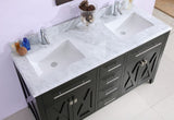 Laviva - Wimbledon 60" Espresso Double Sink Bathroom Vanity with White Carrara Marble Countertop | 313YG319-60E-WC