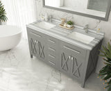 Laviva - Wimbledon 60" Grey Double Sink Bathroom Vanity with White Stripes Marble Countertop | 313YG319-60G-WS