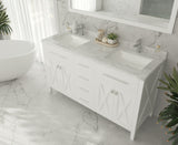 Laviva - Wimbledon 60" White Double Sink Bathroom Vanity with White Carrara Marble Countertop | 313YG319-60W-WC