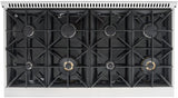 Cosmo - Commercial-Style 48 in. 5.5 cu. ft. Double Oven Gas Range with 8 Italian Burners and Heavy Duty Cast Iron Grates in Stainless Steel | COS-GRP486G