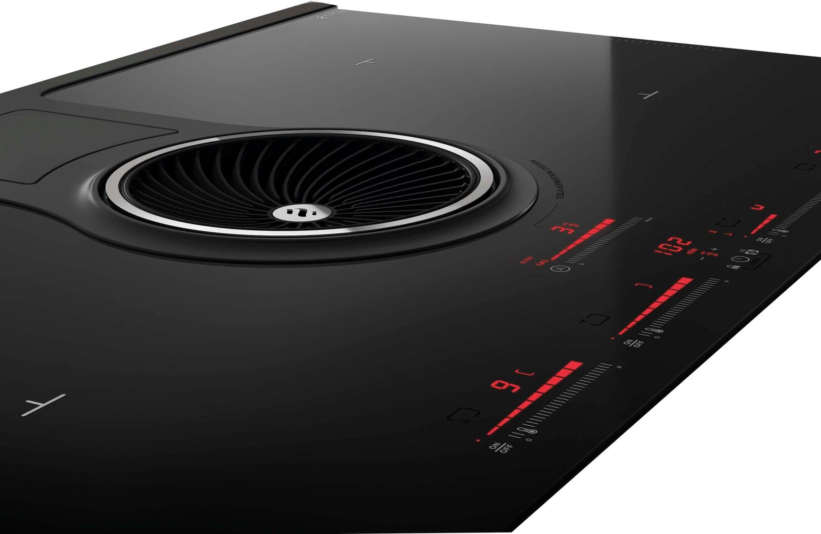 Elica - NIKOLA TESLA ONE -  - 32 5/8" W x 20 1/4" D x 8 1/4" H, Black Glass - Air Cooking Cooktops | ENT432BL