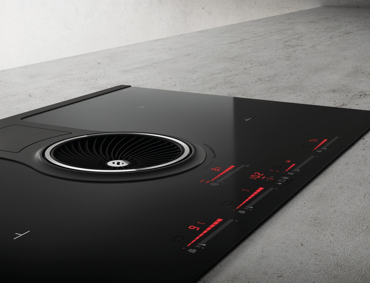 Elica - NIKOLA TESLA ONE -  - 32 5/8" W x 20 1/4" D x 8 1/4" H, Black Glass - Air Cooking Cooktops | ENT432BL