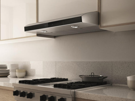 Elica - ARIA - Techne - 30" W x 20" D x 4 3/4" H, Stainless & Black Glass - UNDERCABINET HOODS | EAI430SS