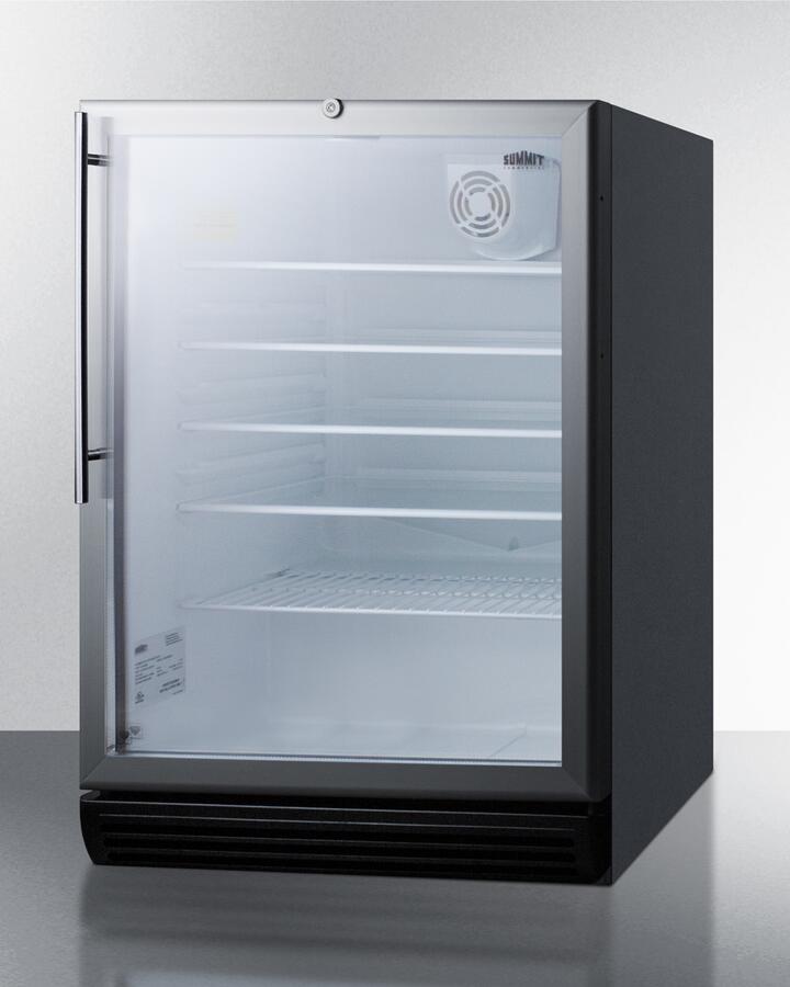 Summit  | 24 Inch Commercial Beverage Center with 5.5 Cu. Ft. Capacity, Double Pane Tempered Glass Door, Adjustable Glass Shelves, Reversible Door, Lock, Automatic Defrost, ADA Compliant | SCR600BGLHVADA