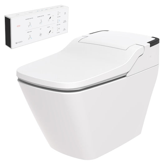 VOVO  STYLEMENT One Piece Bidet Toilet UV-A LED White Dual Flush Square Standard Height Smart Toilet 12-in Rough-In Size with Bidet
