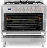 Cosmo - 36 in. 3.8 cu. ft. Single Oven Gas Range with 5 Burner Cooktop and Heavy Duty Cast Iron Grates in Stainless Steel | COS-965AGFC