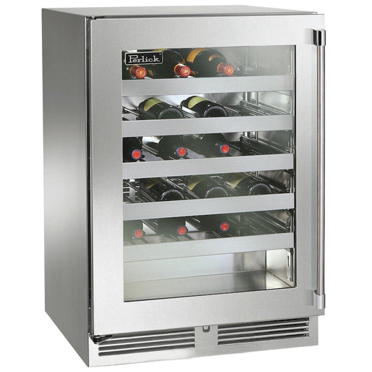 Perlick - Signature Series Shallow Depth 18" Depth Outdoor Wine Reserve with stainless steel glass door- HH24WO-4