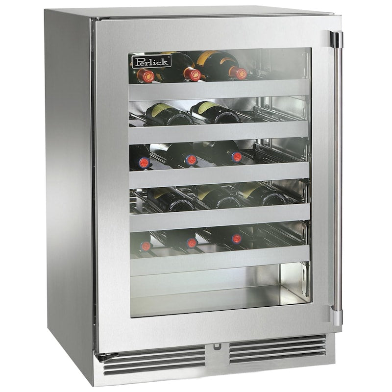 Perlick - Signature Series Shallow Depth 18" Depth Outdoor Wine Reserve with stainless steel glass door, with lock - HH24WO
