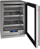 U-Line | Glass Refrigerator 24" Reversible Hinge Stainless Frame 115v BrightShield | 5 Class | UHRE524-SG81A