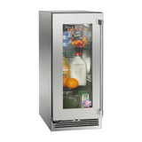Perlick - 15" Signature Series Marine Grade Refrigerator with stainless steel glass door, with lock - HP15RM