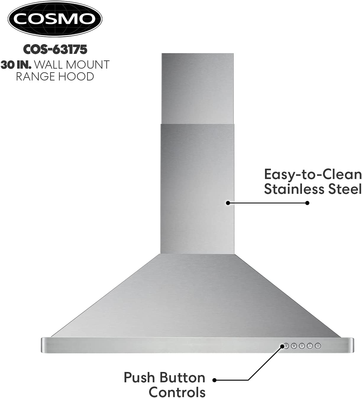Cosmo - 30 in. Ductless Wall Mount Range Hood in Stainless Steel with –  Appliance Guys