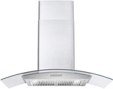 Cosmo - 36 in. Ductless Wall Mount Range Hood in Stainless Steel with Push Button Controls, LED Lighting and Carbon Filter Kit for Recirculating | COS-668WRC90-DL