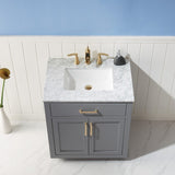 Altair - Ivy 30" Single Bathroom Vanity Set in Gray/Classic Blue/White and Carrara White Marble Countertop without Mirror | 531030-XX-CA-NM