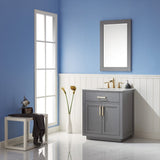 Altair - Ivy 30" Single Bathroom Vanity Set in Gray/Royal Blue/White and Carrara White Marble Countertop with Mirror | 531030-XX-CA