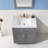 Altair - Ivy 30" Single Bathroom Vanity Set in Gray/Royal Blue/White and Carrara White Marble Countertop with Mirror | 531030-XX-CA