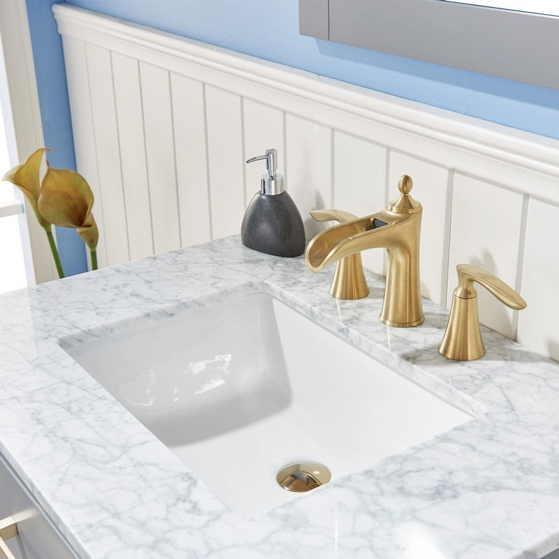 Altair - Ivy 30" Single Bathroom Vanity Set in Gray/Royal Blue/White and Carrara White Marble Countertop with Mirror | 531030-XX-CA