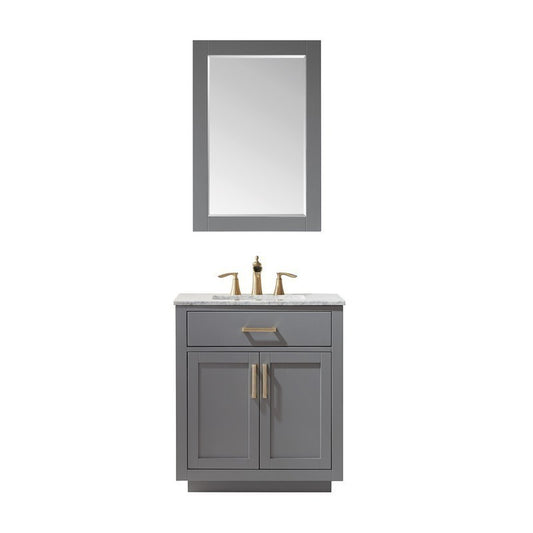 Altair - Ivy 30" Single Bathroom Vanity Set in Gray/Royal Blue/White and Carrara White Marble Countertop with Mirror | 531030-XX-CA