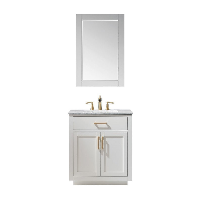 Altair - Ivy 30" Single Bathroom Vanity Set in Gray/Royal Blue/White and Carrara White Marble Countertop with Mirror | 531030-XX-CA