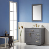 Altair - Ivy 36" Single Bathroom Vanity Set in Gray/Royal Blue/White and Carrara White Marble Countertop with Mirror | 531036-XX-CA