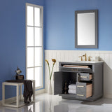 Altair - Ivy 36" Single Bathroom Vanity Set in Gray/Royal Blue/White and Carrara White Marble Countertop with Mirror | 531036-XX-CA