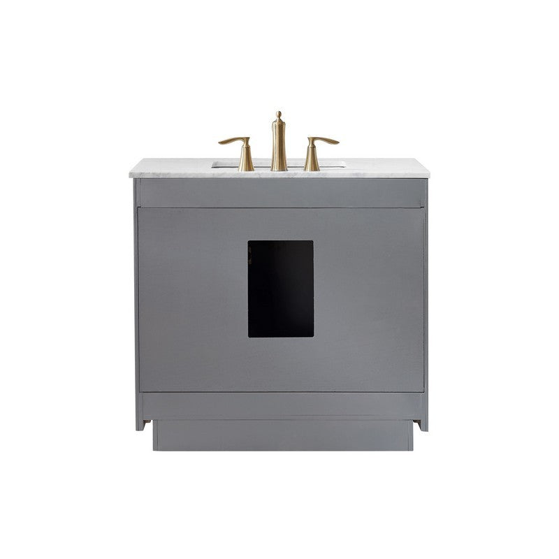 Altair - Ivy 36" Single Bathroom Vanity Set in Gray/Royal Blue/White and Carrara White Marble Countertop with Mirror | 531036-XX-CA